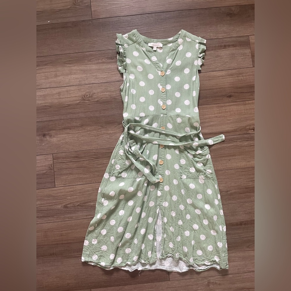 Green and White Polkadot Dress